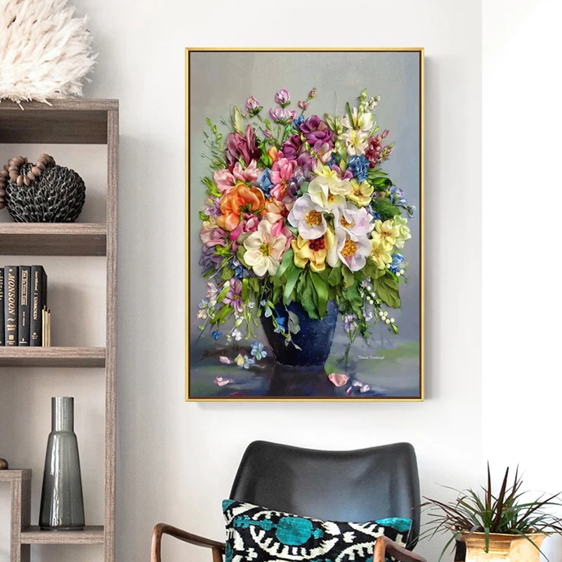 Custom modern oil painting flower canvas wall art decor