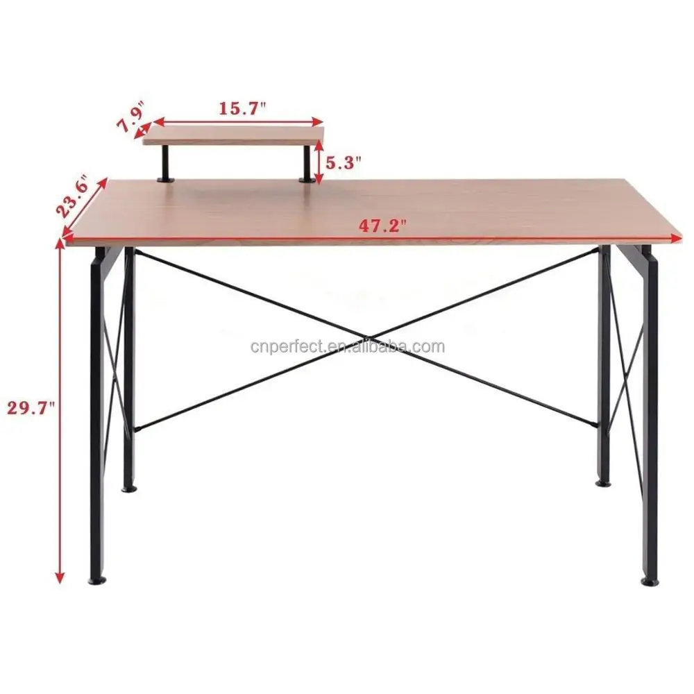 Office Furniture Computer Desk Metal Frame Home Study Writing Reading Laptop Table with Storage Shelf
