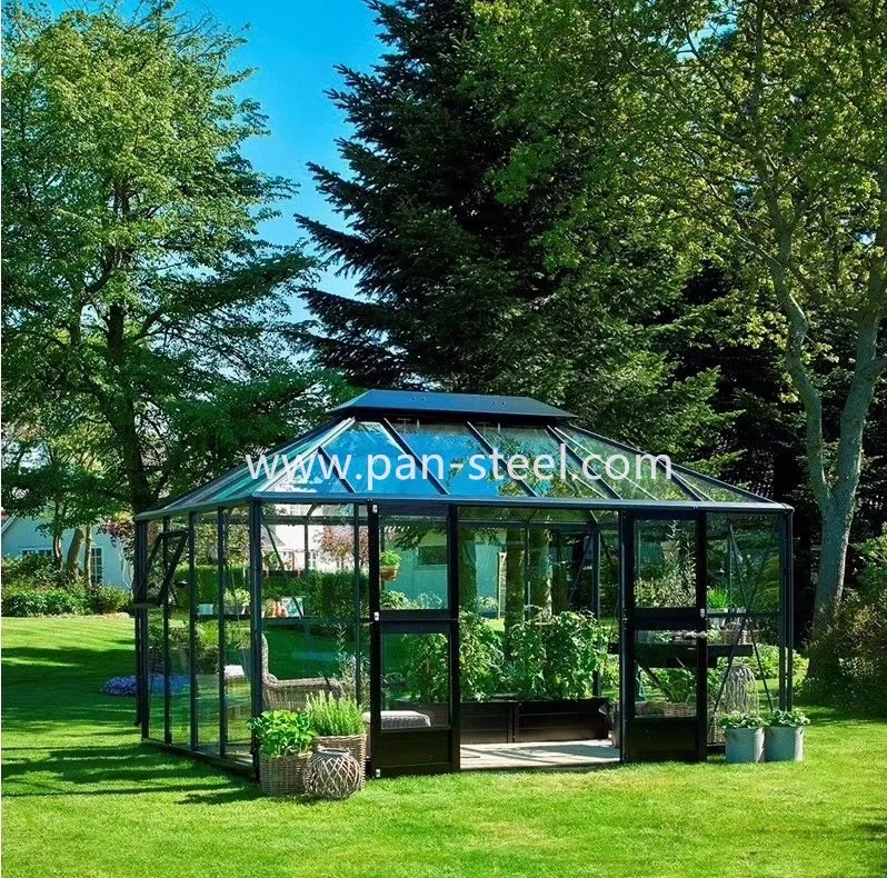 beautiful  Steel Structure glass sunlight houses room with tempered glass safety glass sunshine hut