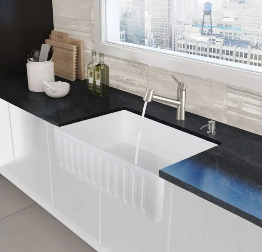 Brand new model stylish pure white Italian kitchen sink, stone resin kitchen sink