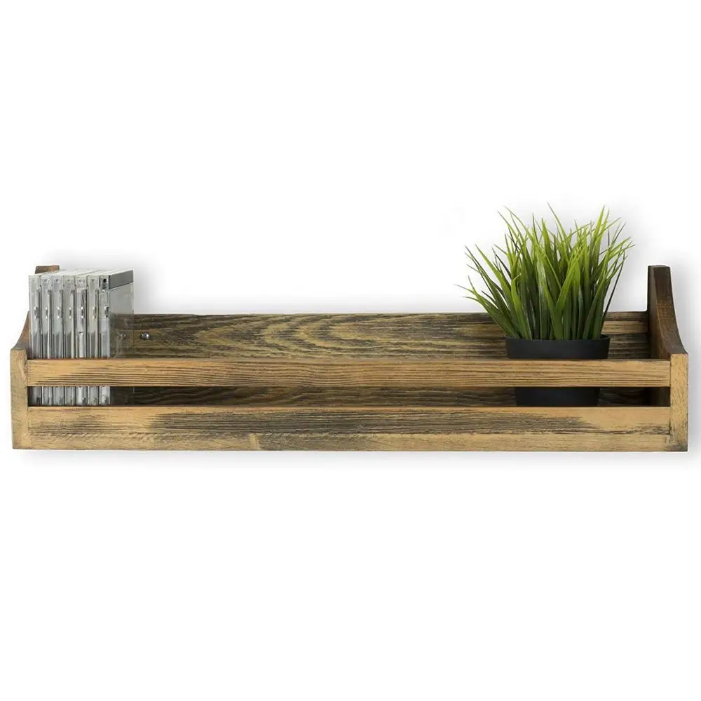 GSF 24 Inch Handmade Floating Shelves Wooden Floating Rustic Wall Mount Shelf For Living Room Kitchen Bathroom