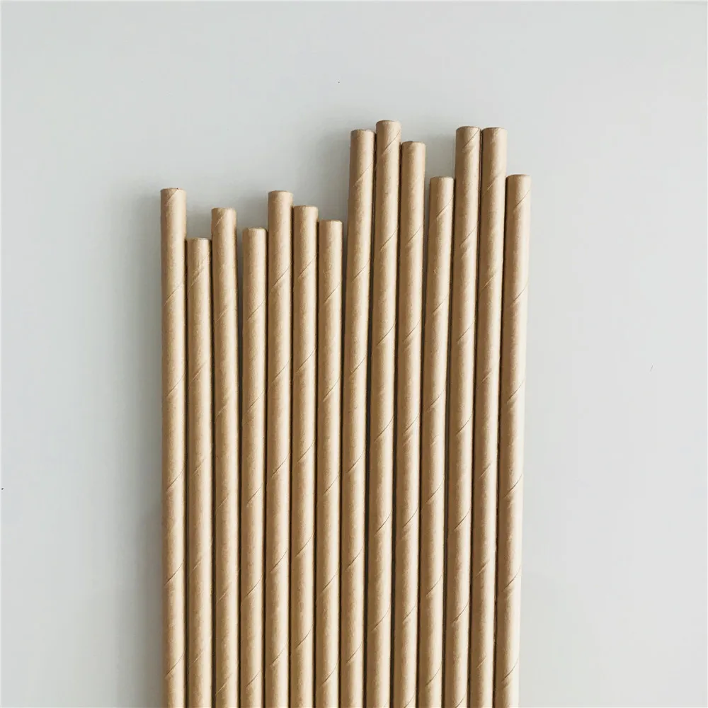 Brown Kraft Paper Wrapped Straws Biodegradable Drinking Straws
