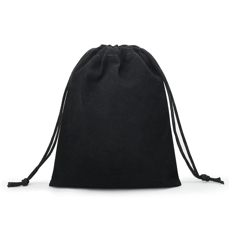 Velvet multiple Sizes Jewelry Gift Bags Brace Strap Pouches Wholesale Velvet black Drawstring Bags