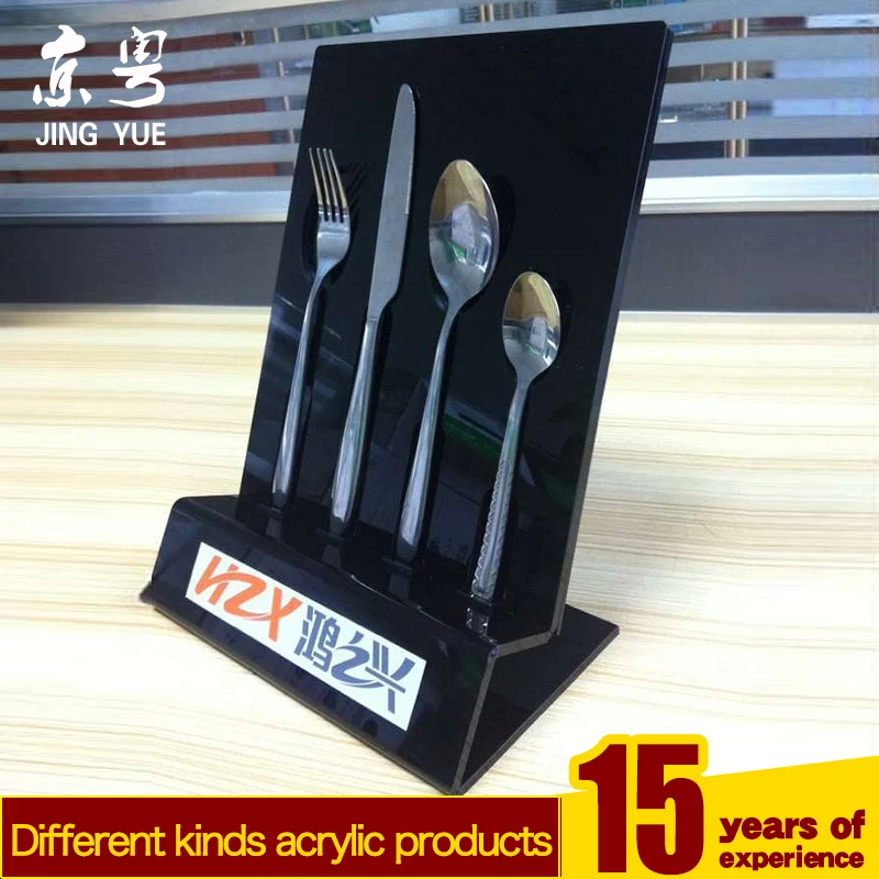 Factory custom black pmma plexiglass tableware display stand acrylic tableware holder