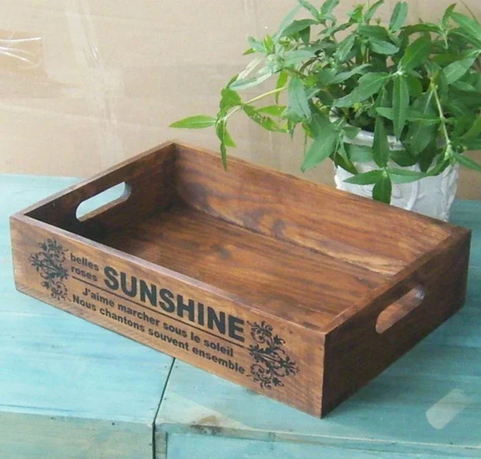 
IBEI Wooden craft product Vintage Wooden Storage Crate Vegetable Fruit Wooden Crate Box Wholesale 
