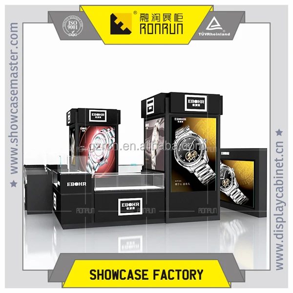 Watch display stand , with white baking wood for shopping mall kiosk