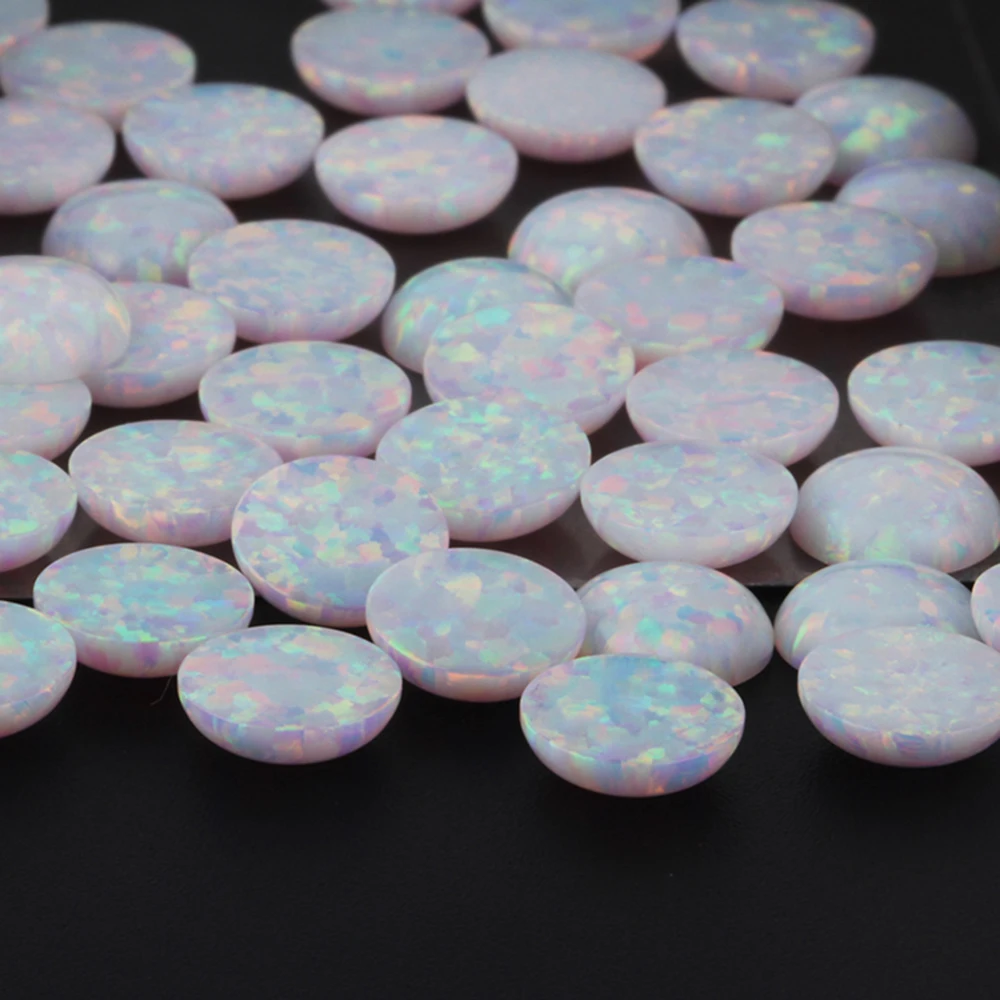 Zhengyong Jewelry Hottest Color OP17 Red and Green Fire Round White Cabochon Opal Stone