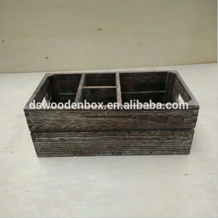 Antique Color Solid Wood Crate Handmade Painting Treatment Wooden Box/Crate for Home Decor Wooden Crafts