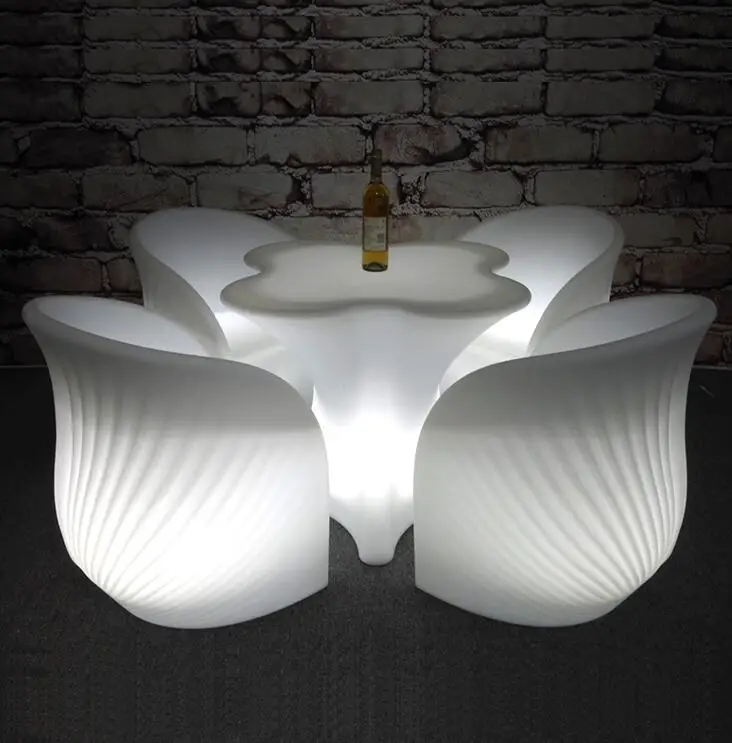 CE Rosh certificated glowing 16 colors plastic led restaurant table set illuminated led bar club led furniture