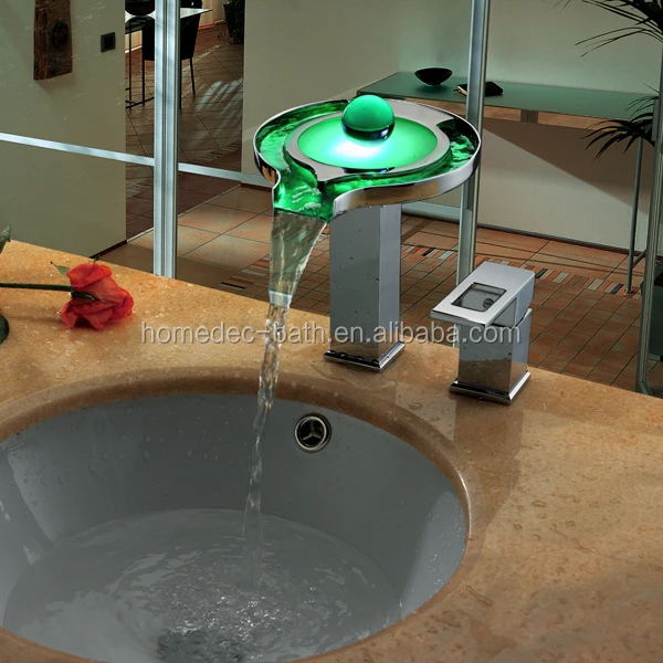 
cheap Brass RGB Water Led Sensor Light Basin Faucet 3 color changing 