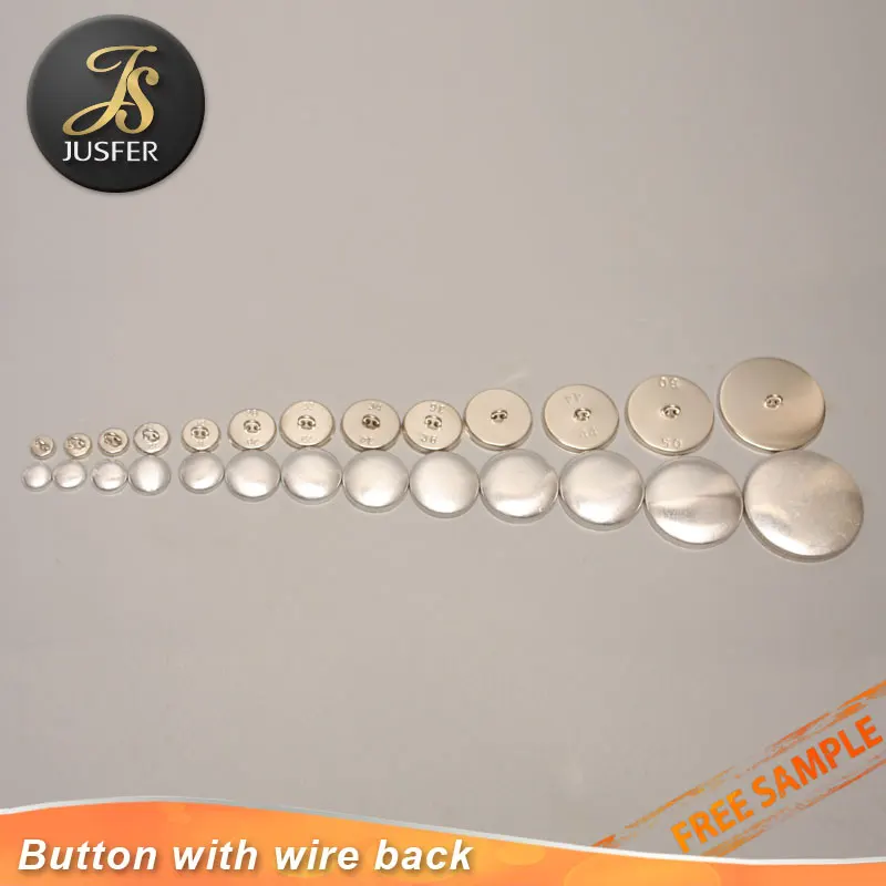 Self covered aluminium shank button blank iron wire back combined Button