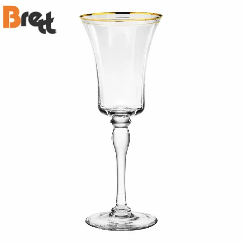 Guangzhou wedding glassware brands crystal gold rim wine glass stemware