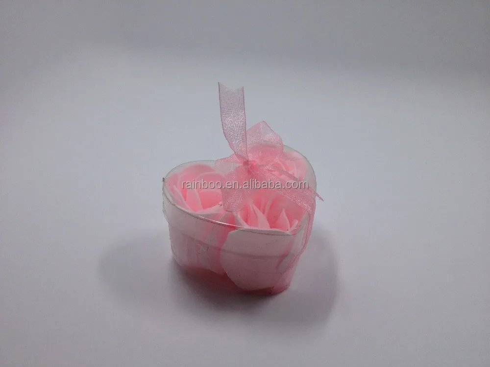 heart shape 3pcs rose flower soap paper with pp box for promotion
