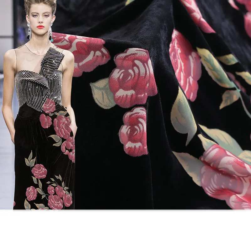 printed  Burnout Silk Velvet Fabric