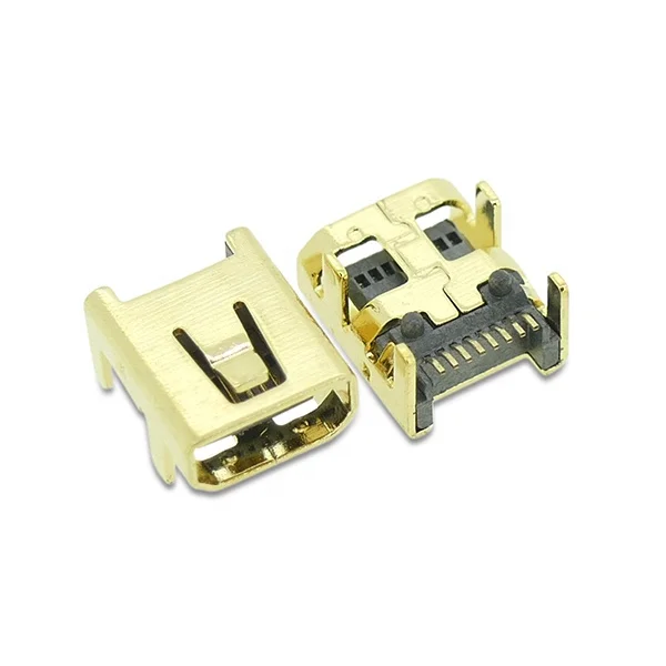 Gold Plated Mini USB 8 Pin Female Jack PCB SMT Socket Connector