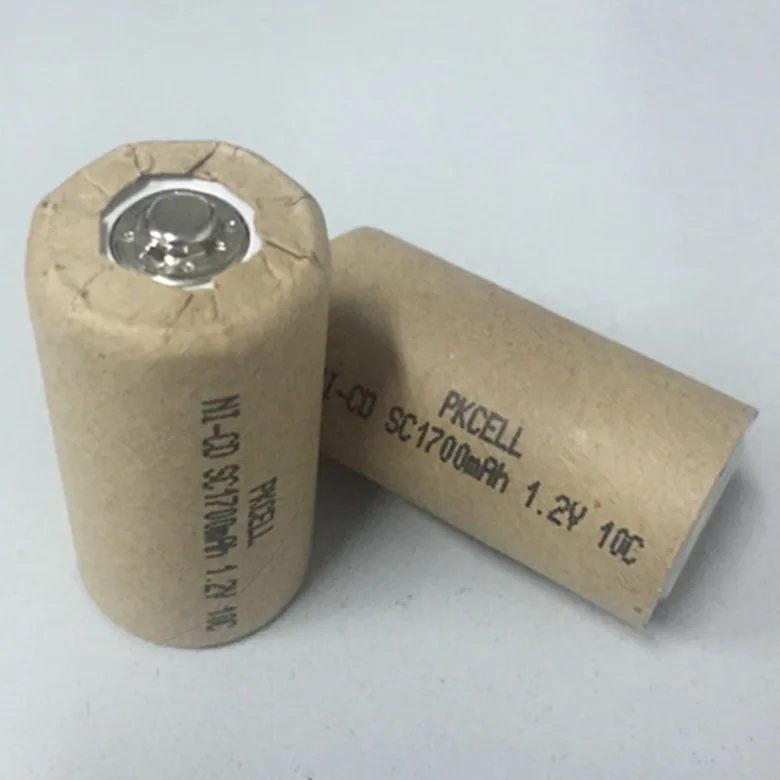 Pkcell brand 1.2v ni-cd rechargeable battery sc1700mah with MSDS report