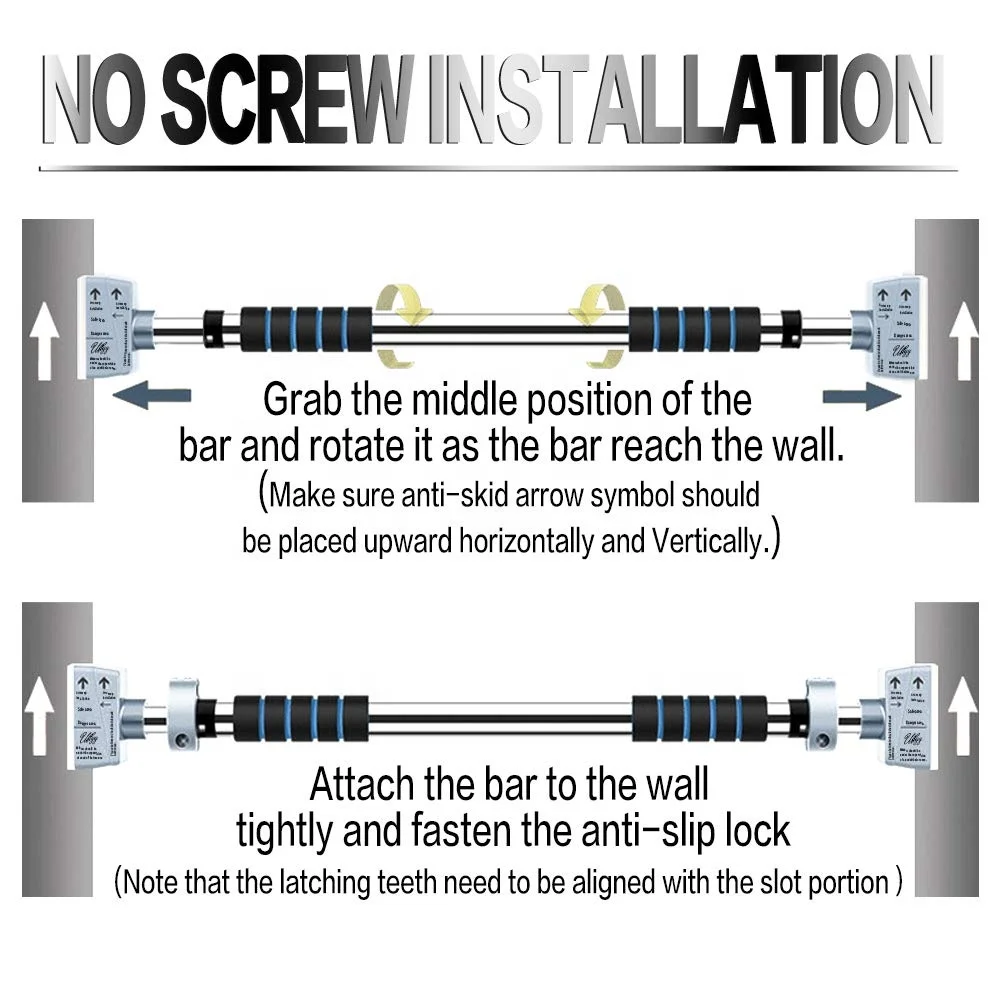 Wellshow Sport Pull up Bar, Door Exercise Bar without Screw Installation, Doorway Pull up Bar with Locking Mechanism Workout Bar