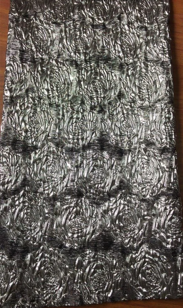 Fashion custom design silver metallic brocade jacquard cloth fabric
