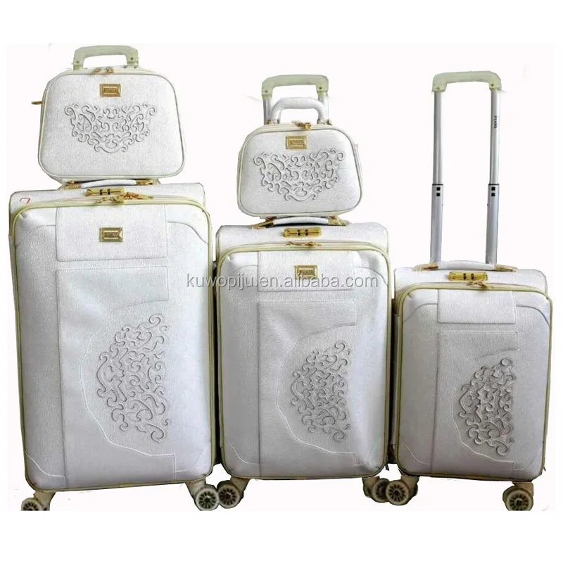 brown carving leather pu 6 piece valise set suitcase travel luggage