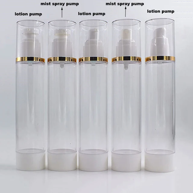 Hengjian 120ml 4oz Transparent Airless Mist Spray Pump Bottle Easy to Carry Lotion Bottles For Cosmetic Skin Care Cream