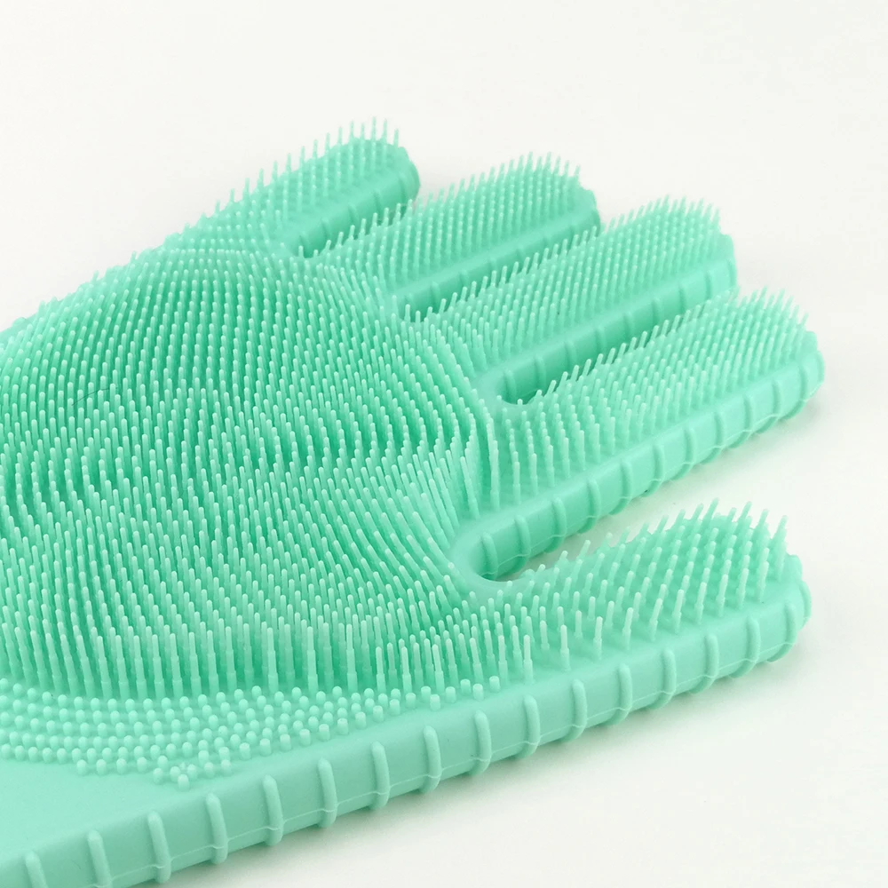 Household Silicone Cleaning Gloves Brush- KItchen Dishwashing Hand Scrubber Gloves