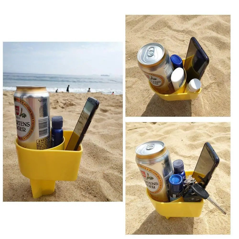 
Beach Cup Holder with Pocket, Multifunctional Sand Cup Holder for Drink 