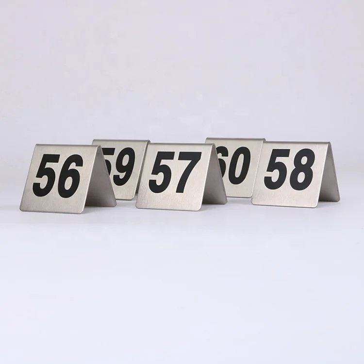 Hotel restaurant menu card table and desk rectangle Metal number card