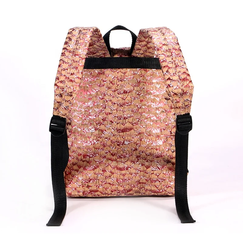 Factory custom patterns print cork small backpack 100% Eco-friendly waterproof cork daypack Lightweight cork school bag