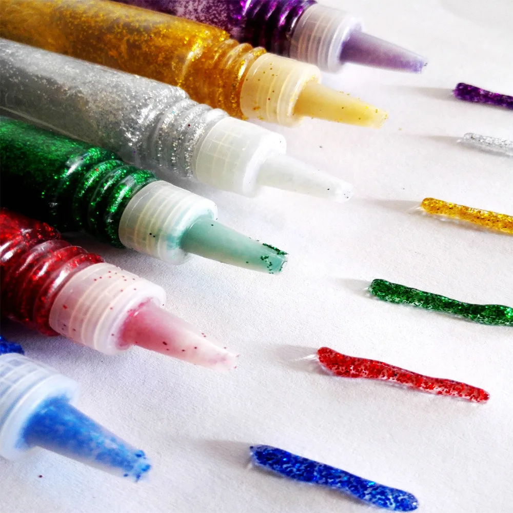 50 различных блестящих цветов, моющийся Быстросохнущий блестящий клей