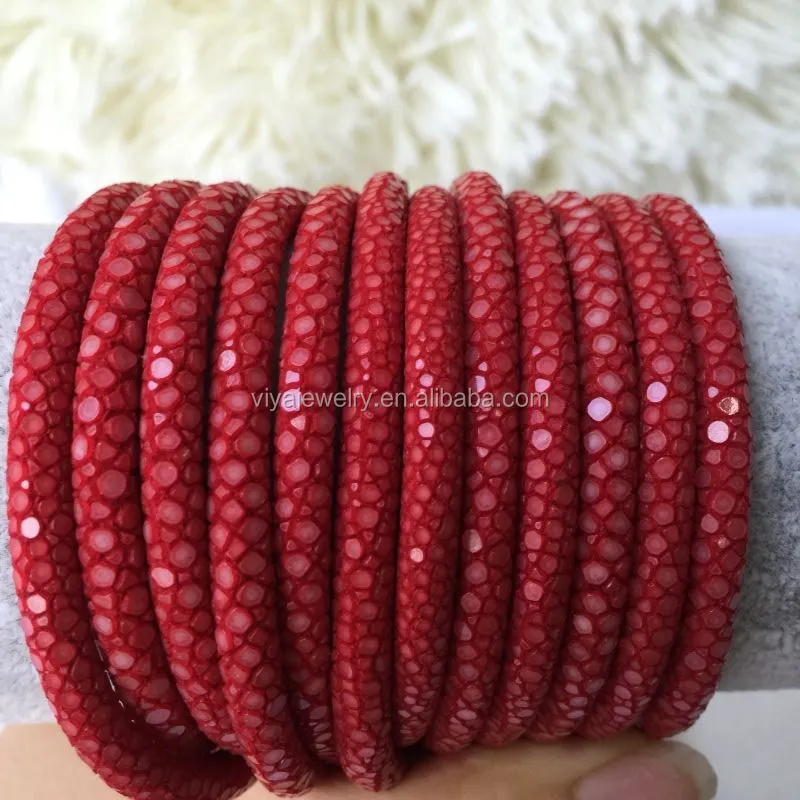 Wholesale Original Quality Assured Genuine Polished Customized Size Round Stingray Leather Cord For Luxury Bracelet making
