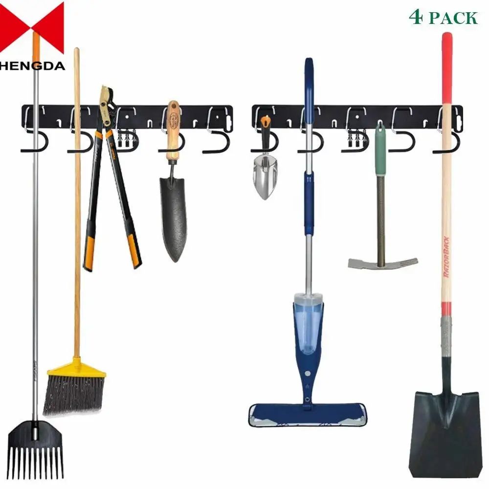 
Garage Tool Organizer Wall Mount, Mop Broom Holder, Wall Holders for Tools, 4 Pack 