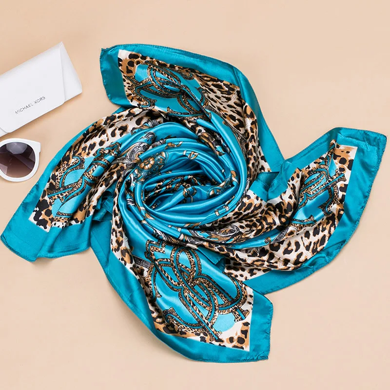 90cm*90cm hijab scar Silk Square classical Scarf Women Fashion High Quality Imitated Silk Satin flower printing Scarves Shawl