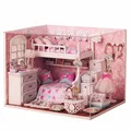 New Arrival Cuteroom DIY Wood Dollhouse Kit Miniature With Furniture Doll House Room Angel Dream Best
