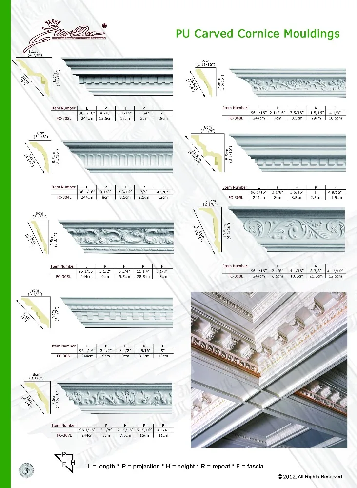 Polystyrene High Quality beautiful PU decorative cornice molds/cornice molding