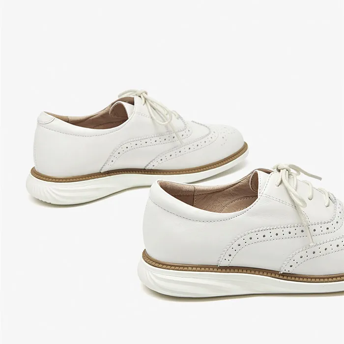 Factory Handmade Leather Casual Shoes Classic Fashion Lace up Flats Black White Sneakers