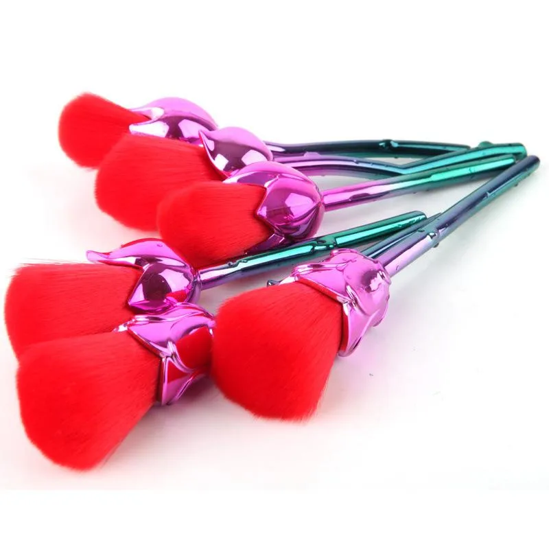 6pcs Rose Flower Makeup Brush Set for Face Powder Foundation Blush Brush Cosmetic Tools Golden Rainbow makeup brushes