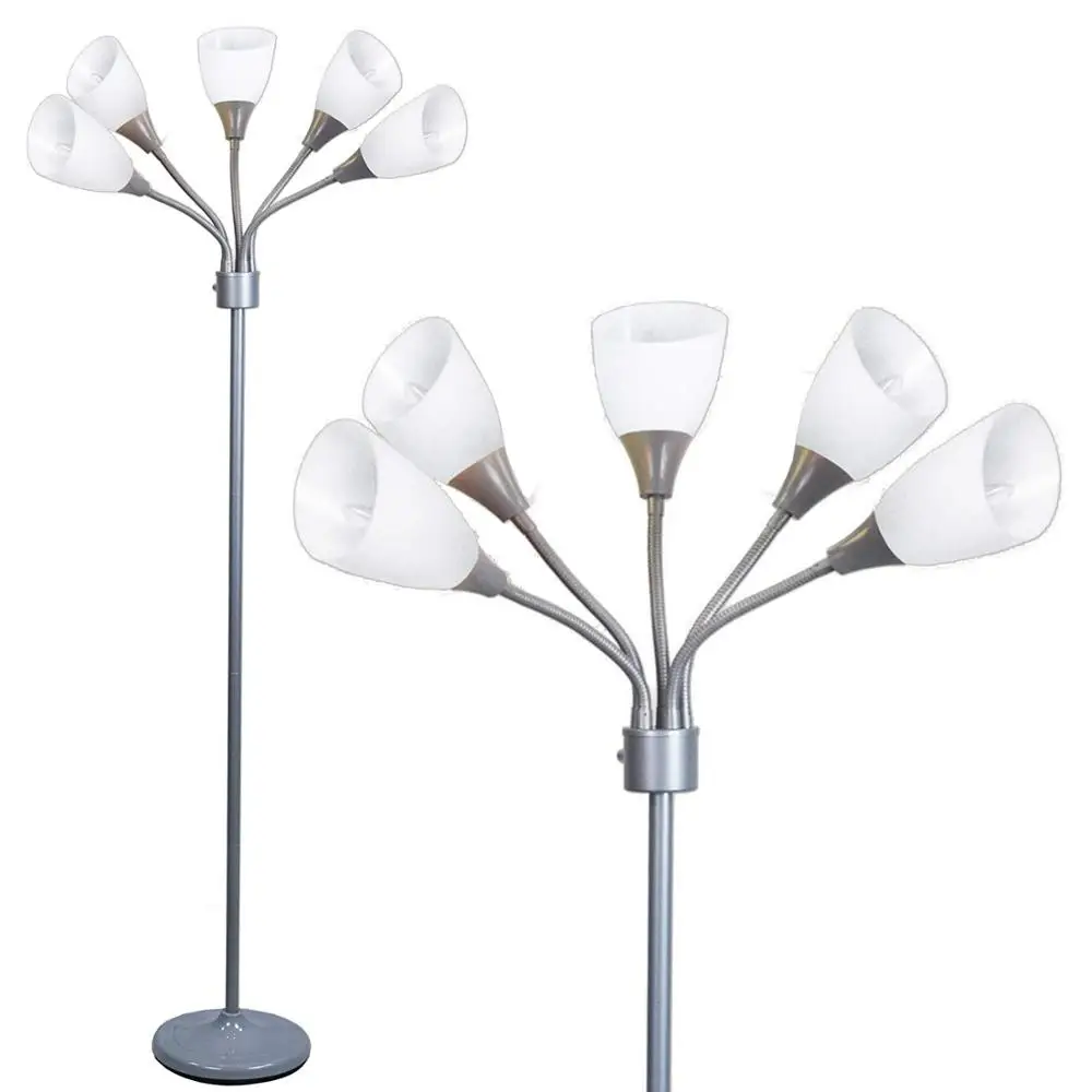 Home Design Medusa Silver Floor Lamp with Multicolor Acrylic Shades (Silver)