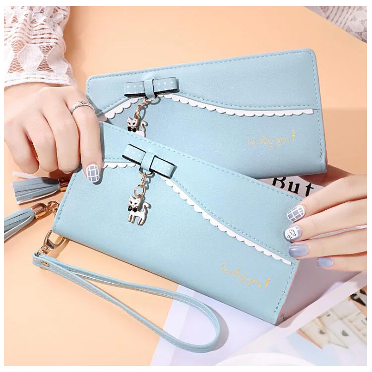 Cute Sweet Girls Lady Students Women Leather Wallets With Cat