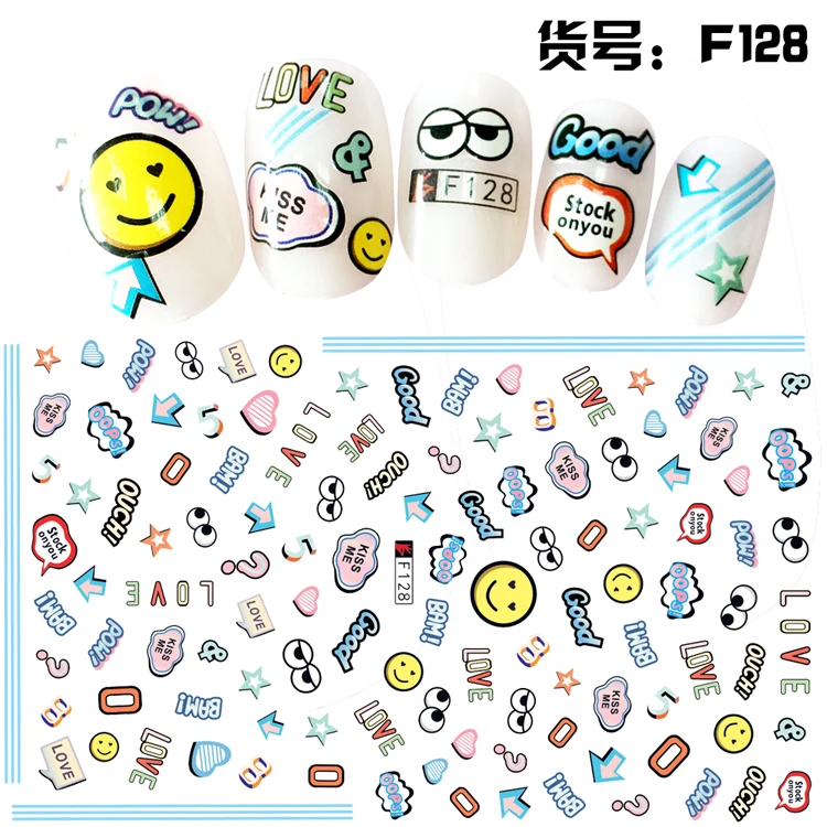 F125-136 Cartoon Bear Rabbit Sailor Moon Nail Art Decals 3D Manicure Applique Nail Stickers for Nail Decoration