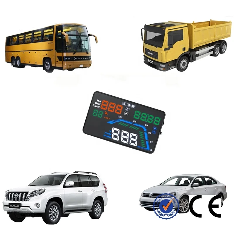 Safe Driving Car Accessories Q7 Multi Colors GPS Speedometer 5.5 Inch Head Up Display