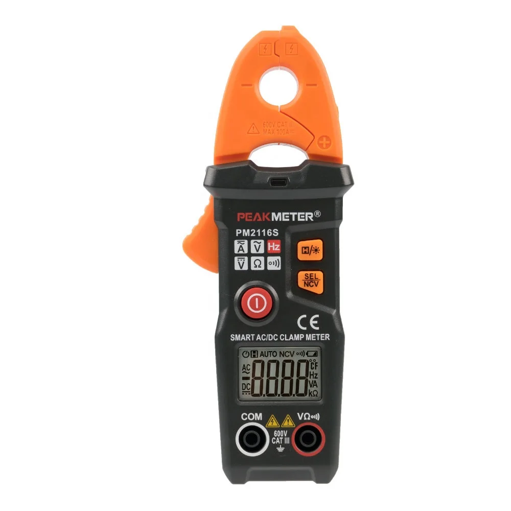 6000 counts cheap NCV clamp multimeter PM2116S, smart mini digital AC/DC clamp meter