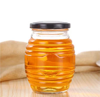 Wholesale empty custom square clear food storage container small honey glass bottle honey glass jar for seasonings
