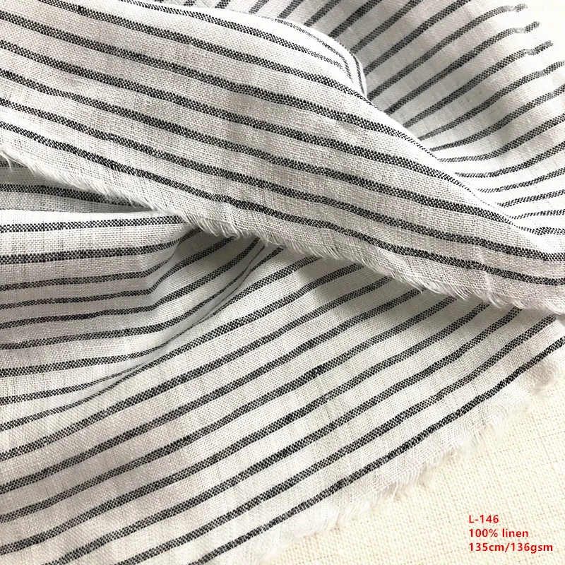 
Wholesale Printed Washed Pure 100% Linen Fabric , Stripe Yarn Dyed Linen Fabric 