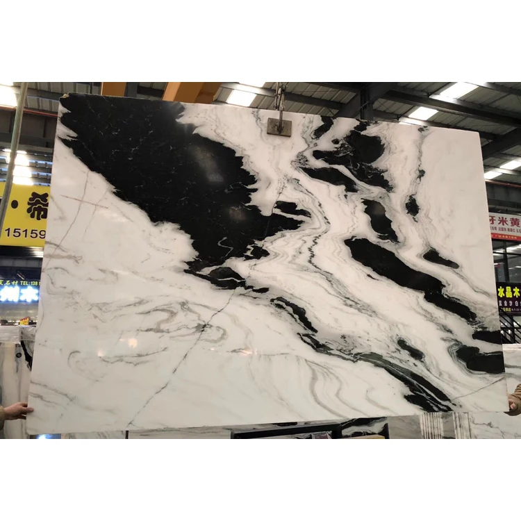 Горячая Распродажа панда белый мрамор черная плитка для резки вены