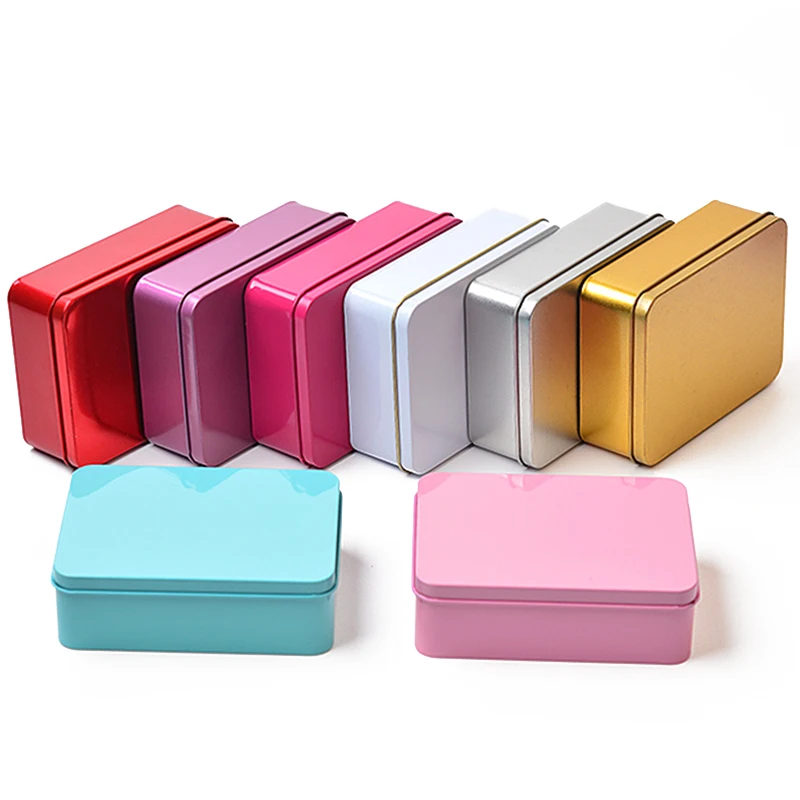 Perfect Shopping Rectangular Tin Box Lid Tin Storage Box Tin Box Pencil Case In Gold Color