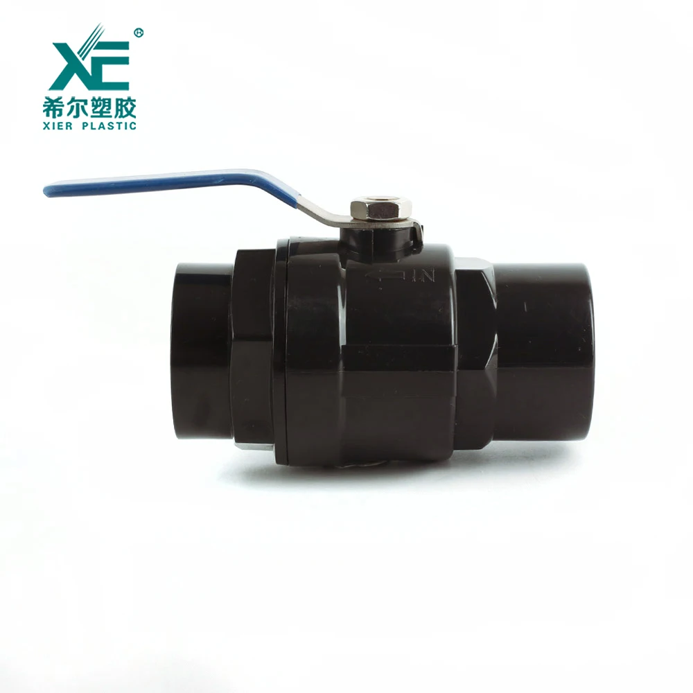 Top quality pvc black body stainless steel handle 2 piece ball valve