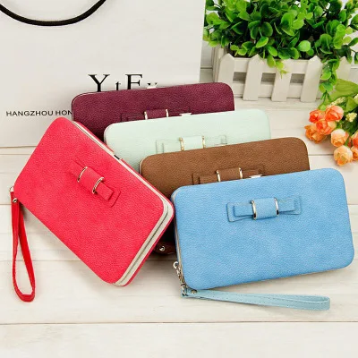 SW039 fashion clutch bag lady korean brand zipper girls wrist wallet cell phone ladies long butterfly purse