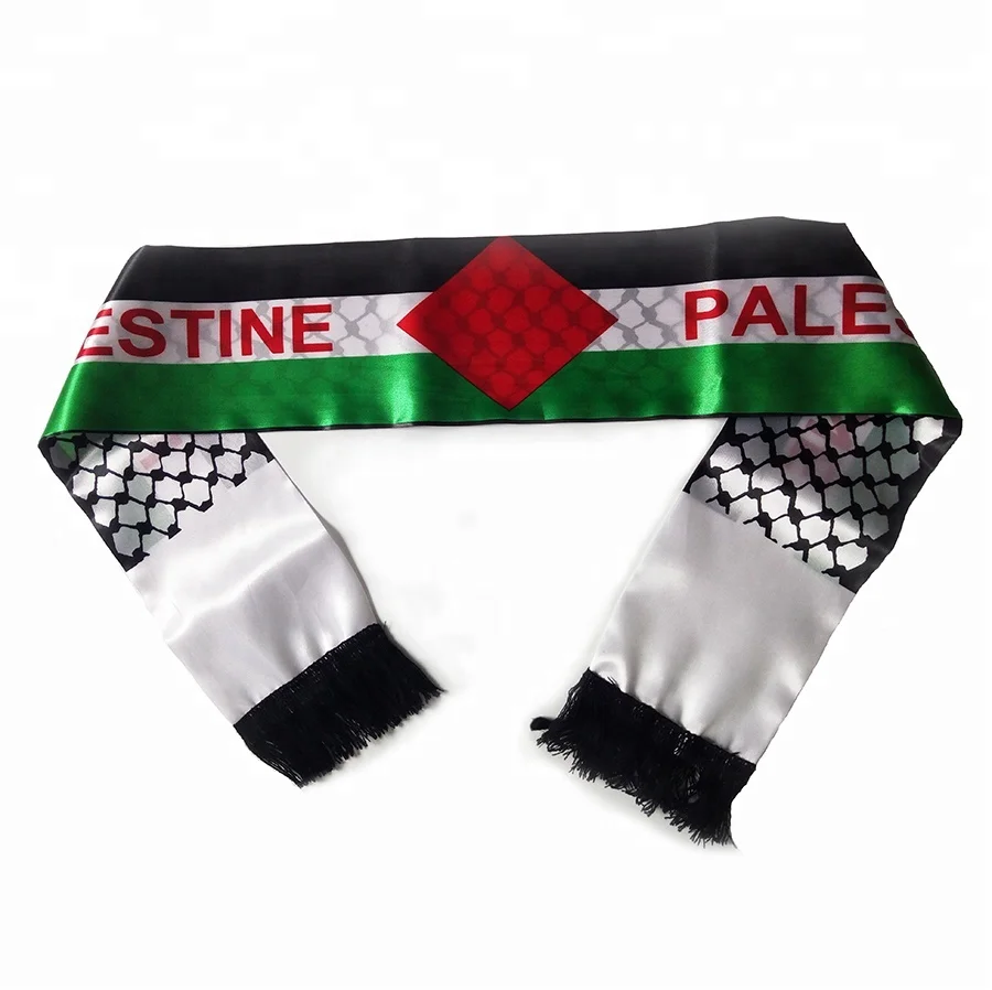 
Cheap Wholesale Satin Palestine Football Scarf Palestine National Day Scarf 