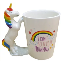 Cuteness 3D  Horse Unicorn Ceramic Coffee Mug Cups for Funny Christmas gift
