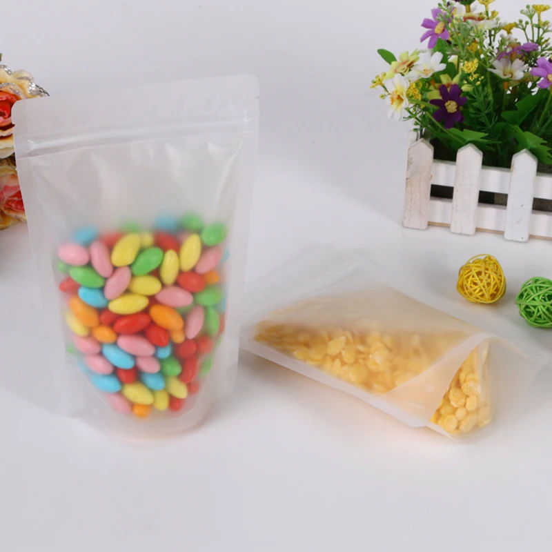 Frosted Clear Plastic Zip Lock Packing Bag Stand Up Pouch Resealable Doypack Zipper Food Coffee Storage Packaging Bag